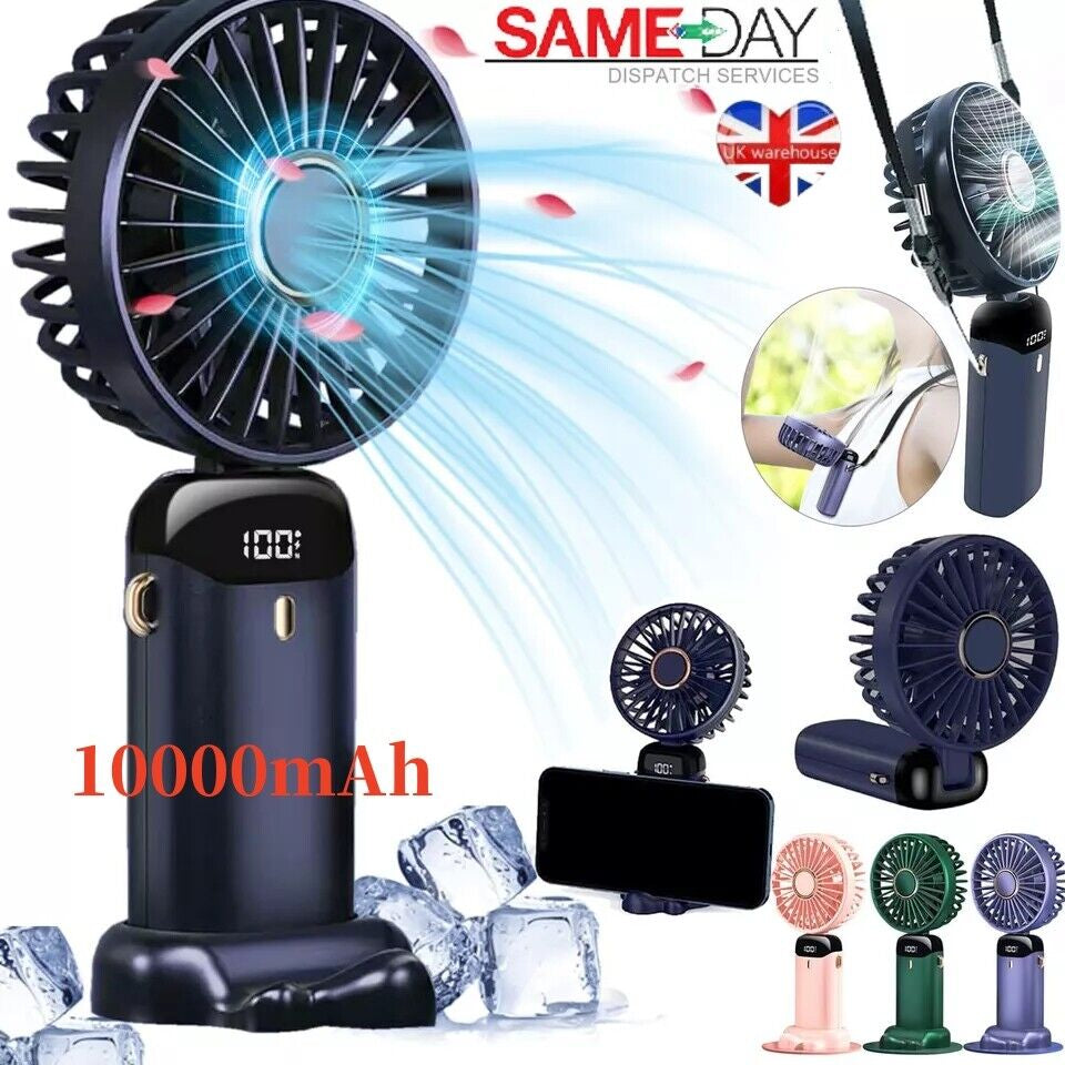 Portable Hand-Held Fan Mini Folding Desk Fan Cooler Cooling USB Rechargeable UK