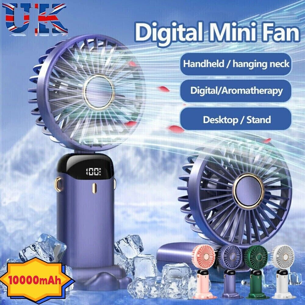 Portable Hand-Held Fan Mini Folding Desk Fan Cooler Cooling USB Rechargeable UK