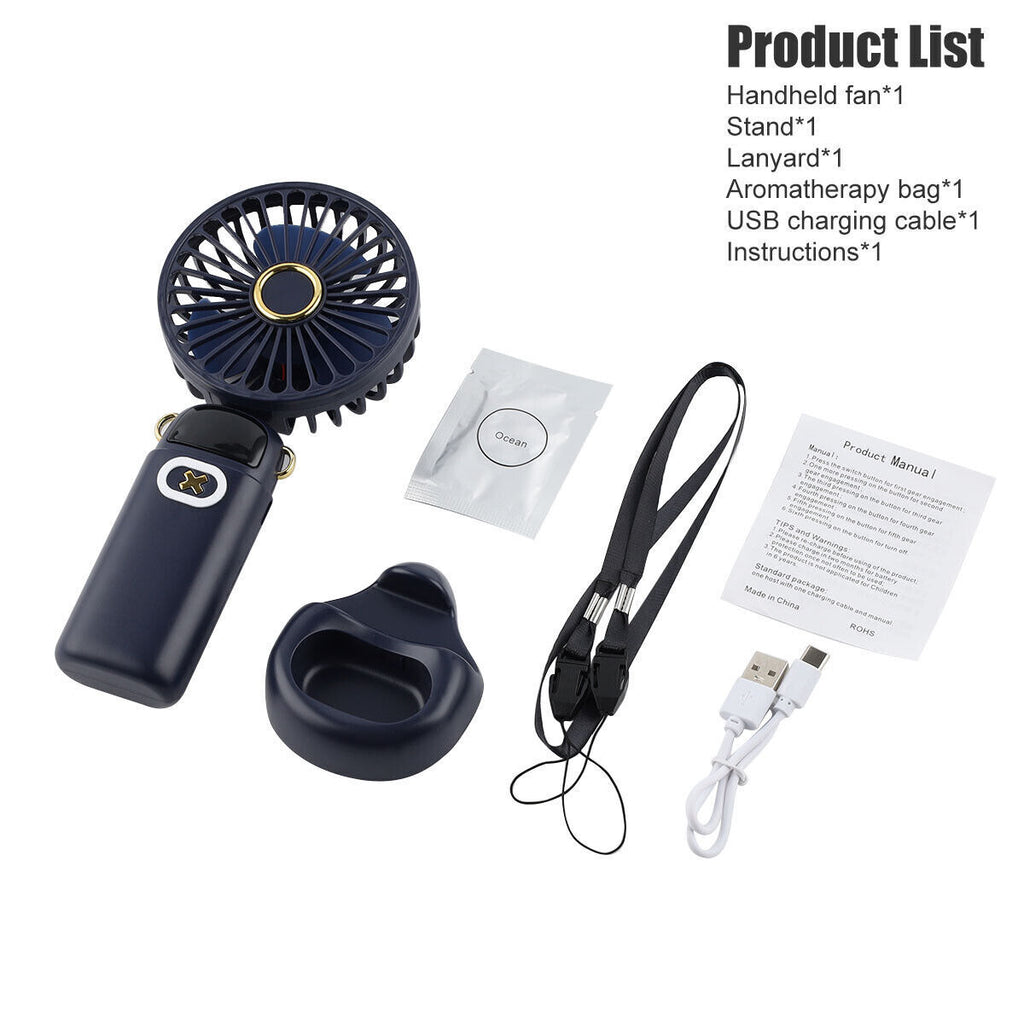 Portable Hand-Held Fan Mini Folding Desk Fan Cooler Cooling USB Rechargeable UK