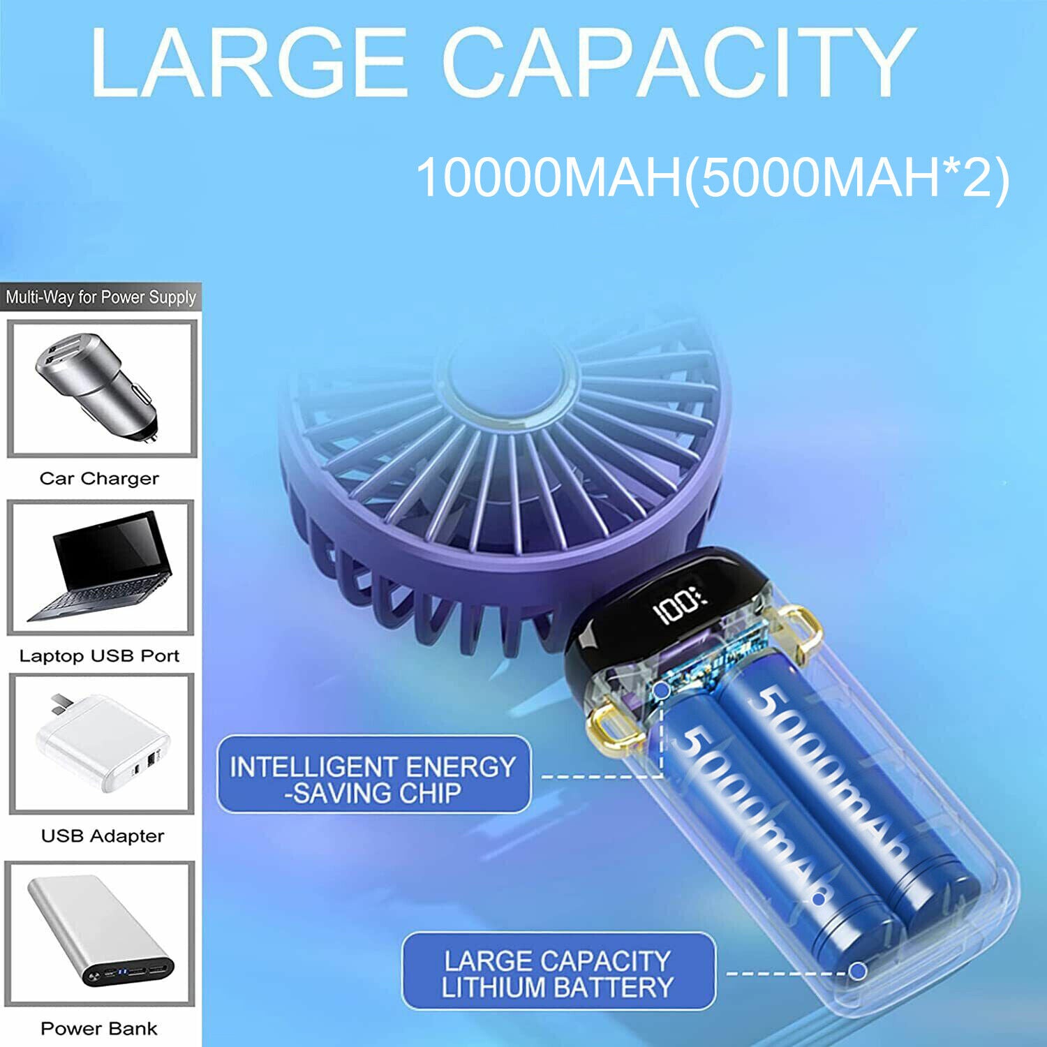 Portable Hand-Held Fan Mini Folding Desk Fan Cooler Cooling USB Rechargeable UK